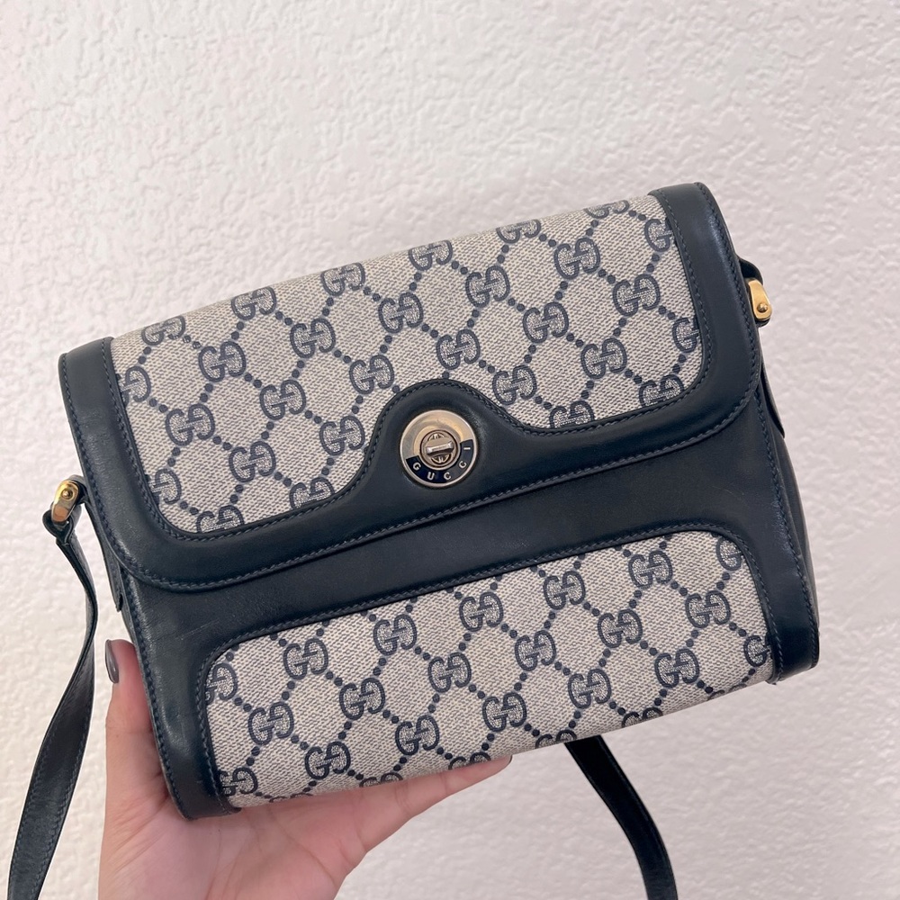 Gucci black and white monogram crossbody bag